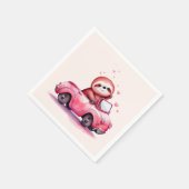 Serviette En Papier Cute Sloth Driving a Pink Convertible (Coin)