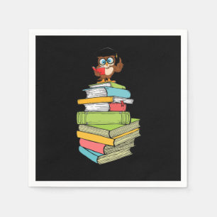 Serviette En Papier Cute Smart Literature Bookworl Owl Bibliophile Pil