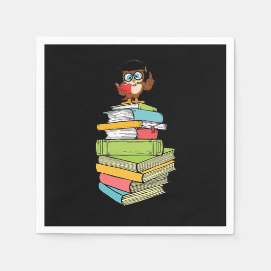 Serviette En Papier Cute Smart Literature Bookworl Owl Bibliophile Pil (Devant)