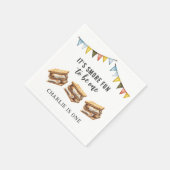 Serviette En Papier Cute Smores Camping Rustique 1er anniversaire (Coin)