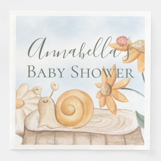 Serviette En Papier Cute Snail et Ladybug Garden Baby shower à thème (Devant)