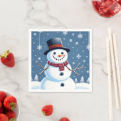 Serviette En Papier Cute Snowman (En situation)
