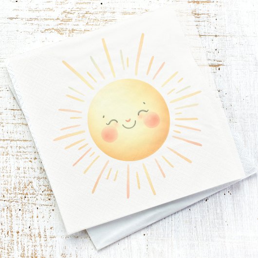 Serviette En Papier Cute souriant Aquarelle Jaune Soleil Fun Enfants