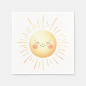 Serviette En Papier Cute souriant Aquarelle Jaune Soleil Fun Enfants (Devant)