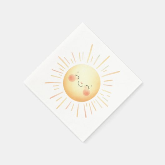Serviette En Papier Cute souriant Aquarelle Jaune Soleil Fun Enfants (Coin)