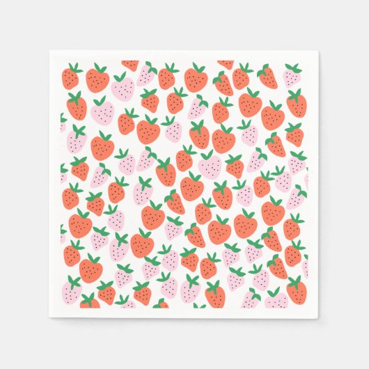Serviette En Papier Cute Strawberries Paper Napkins (Devant)