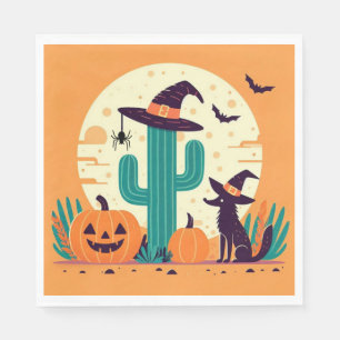 Serviette En Papier Cute, sud-ouest du désert d'Halloween/cactus