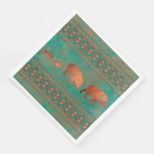 Serviette En Papier Cute sud-ouest Javelina Famille Cuivre Turquoise (Coin)