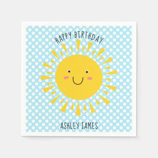 Serviette En Papier Cute Sunshine Bonne fête d'anniversaire (Devant)