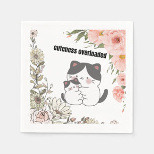 Serviette En Papier Cute surchargé de tendresse Chats câlins Papier fl