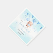 Serviette En Papier Cute Teady Bear Aquarelle Boho Blue Balloons (Coin)