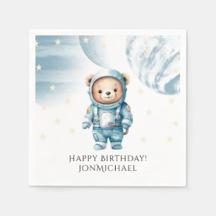 Serviette En Papier Cute Teddy Bear Astronaut fête d'anniversaire