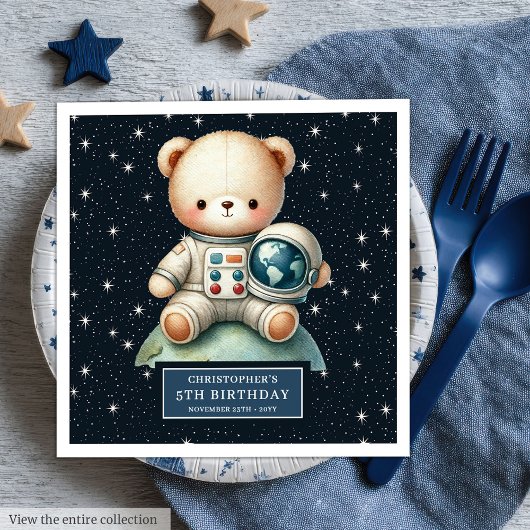 Serviette En Papier Cute Teddy Bear Astronaut serviettes pour la fête 
