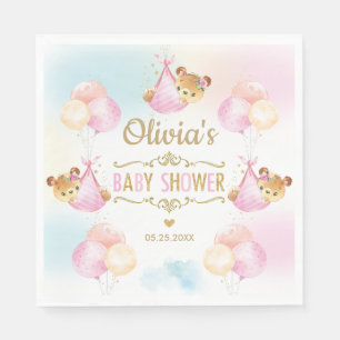 Serviette En Papier Cute Teddy Bear Girl Baby shower Papier rose Napki