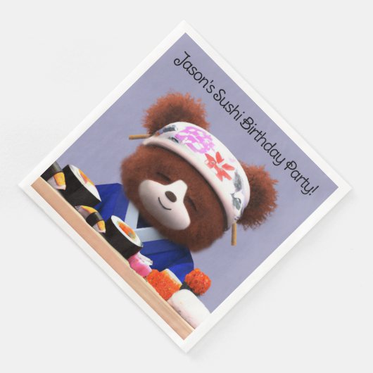 Serviette En Papier Cute Teddy Bear Sushi Chef Fête d'anniversaire (Coin)