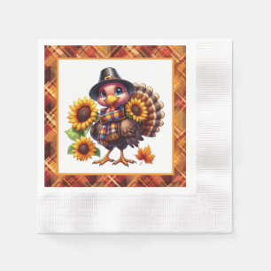 Serviette En Papier Cute Thanksgiving dinde de vacances