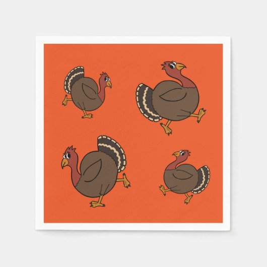 Serviette En Papier Cute Thanksgiving Turquie Papier orange Napkins (Devant)