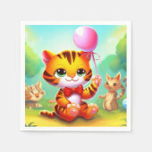 Serviette En Papier Cute tiger with a balloon illustration (Devant)