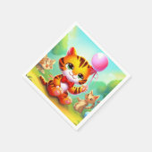 Serviette En Papier Cute tiger with a balloon illustration (Coin)