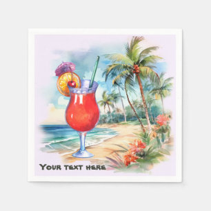 Serviette En Papier Cute tiki Cocktail ajouter du texte