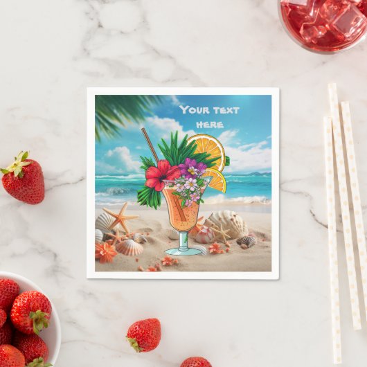Serviette En Papier Cute tiki Cocktail ajouter du texte (En situation)