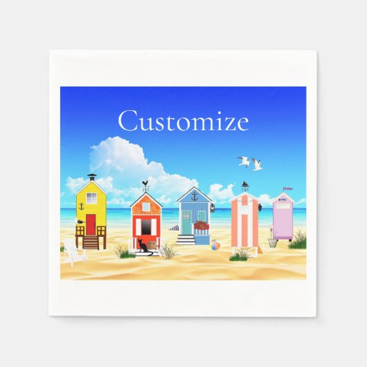 Serviette En Papier Cute Tiny Beach Shacks Thunder_Cove (Devant)