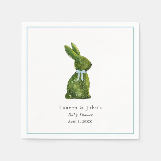 Serviette En Papier Cute Topiary Rabbit Boy Baby Shower  (Devant)