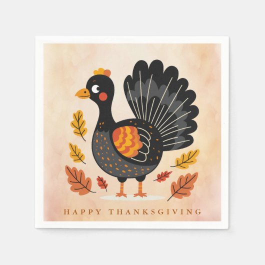 Serviette En Papier Cute Turquie Bon thanksgiving serviettes (Devant)
