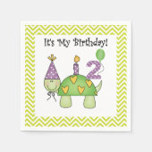 Serviette En Papier Cute Turtle 2e Anniversaire Papier serviettes (Devant)