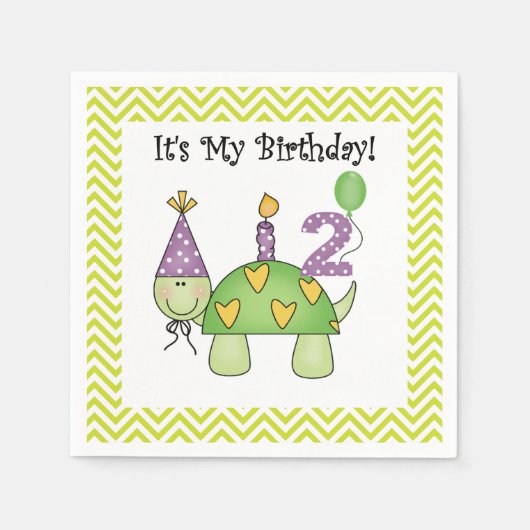 Serviette En Papier Cute Turtle 2e Anniversaire Papier serviettes (Devant)