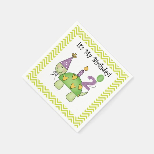 Serviette En Papier Cute Turtle 2e Anniversaire Papier serviettes (Coin)