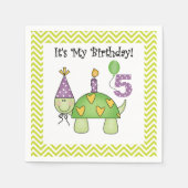 Serviette En Papier Cute Turtle 5e Anniversaire Papier serviettes (Devant)