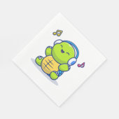 Serviette En Papier Cute Turtle Écouter De La Musique Avec Casque (Coin)