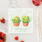 Serviette En Papier Cute Twin Cactus Baby Shower (En situation)