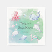 Serviette En Papier Cute Under the Sea Creatures Baby shower Monogramm (Devant)