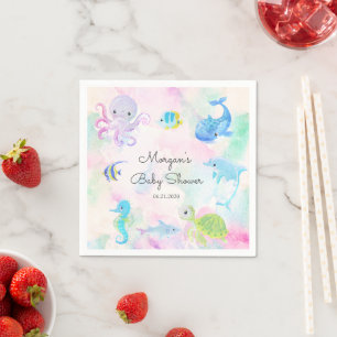 Serviette En Papier Cute Under the Sea Creatures Baby shower Monogramm