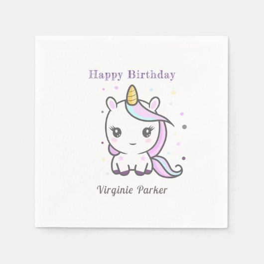 Serviette En Papier Cute Unicorn Anniversaire serviettes (Devant)