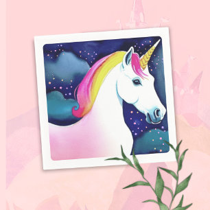 Serviette En Papier Cute Unicorn Magique Stars Fille Anniversaire