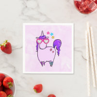 Cute Unicorne dans les lunettes en forme de coeur