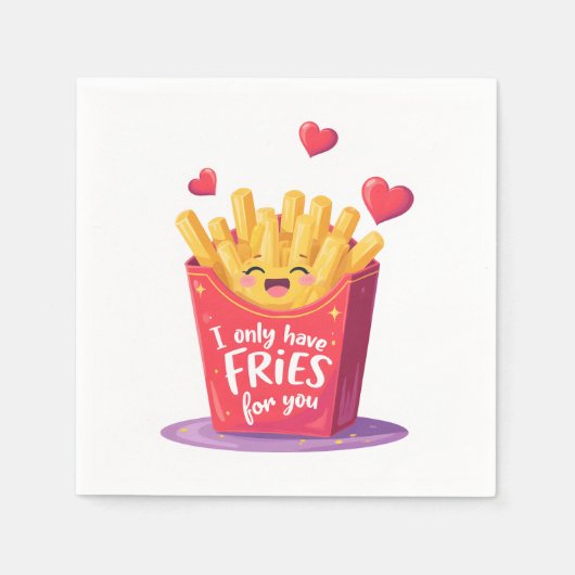 Serviette En Papier Cute Valentine French Fries Pun (Devant)