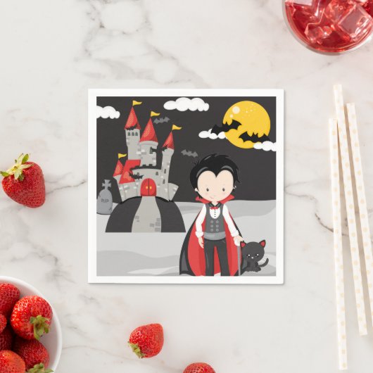 Serviette En Papier Cute Vampire Garçon Halloween Enfants Plaque en pa (En situation)