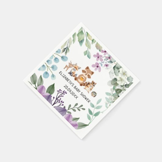 Serviette En Papier Cute verdure animaux de forêt bois Papier Napkin (Coin)