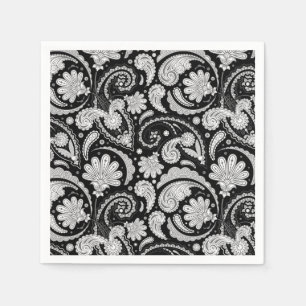 Serviette En Papier Cute vintage noir blanc paisley motif