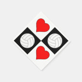 Serviette En Papier Cute Volleyballs & Coeurs Tennis Party Napkins (Coin)