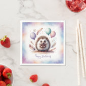 Serviette En Papier Cute Watercolor Hedgehog with Balloons Birthday (En situation)