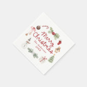 Serviette En Papier Cute Watercolor Illustrations Merry Christmas (Coin)