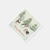 Serviette En Papier Cute Watercolor Penguins Christmas Forest (Coin)