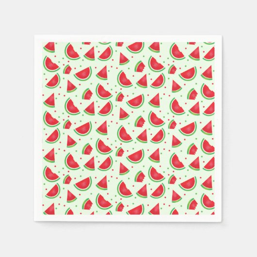Serviette En Papier Cute Watermelon Motif Melon Été Vert clair (Devant)