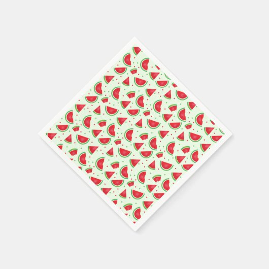 Serviette En Papier Cute Watermelon Motif Melon Été Vert clair (Coin)