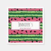 Serviette En Papier Cute Watermelon Motif rose et vert Anniversaire (Devant)